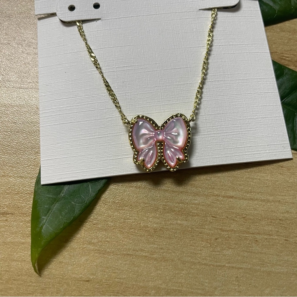 Kendra Scott Gold Necklace with Pink Butterfly Pendant - Picture 2 of 3